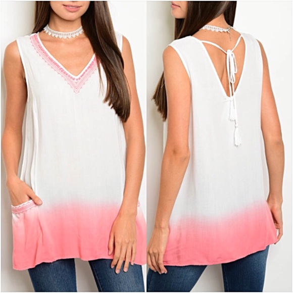 Tops - Blush Ombré Sleeveless Tunic Top Blouse SM